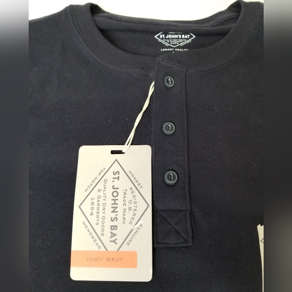 ST. JOHN'S BAY 💥 Mens Neck Long Sleeve Classic Fit Thermal Top, Navy (Size: Lar - Picture 11 of 11